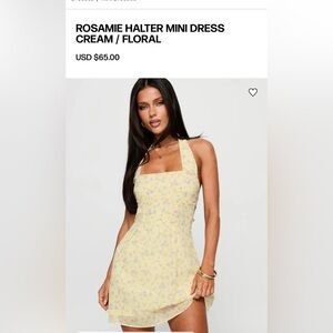 Princess Polly Halter Mini floral cream dress size 4